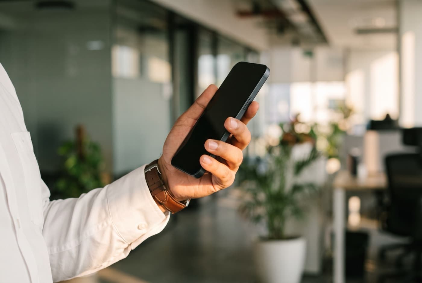 A pair of hands holding a ringing mobile phone.